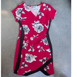 Floral Wrap Dress Size Large Asymmetrical Hem Cap Sleeve 90s Y2K 2016 New w/Tags